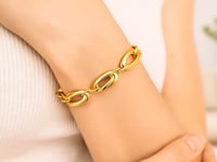 14k Yellow Gold Bracelet with Long Double Oval Links (8.20 mm) 4