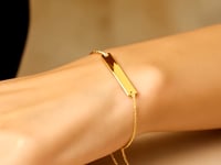 Adjustable Bracelet with Shiny Bar in 14k Yellow Gold (1.00 mm) 5