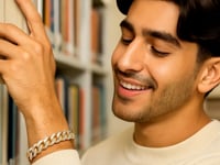 14k Two Tone Gold 8 1/2 inch Curb Chain Bracelet with White Pave (11.50 mm) 9