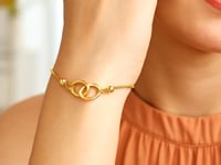 14k Yellow Gold Entwined Rings Adjustable Lariat Style Bracelet 6