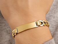 14k Yellow Gold 8 1/2 inch Mens Wide Curb Chain ID Bracelet (10.00 mm) 7