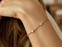 14k Yellow Gold 7 inch Bracelet with Diamond Stations (3.30 mm) 4