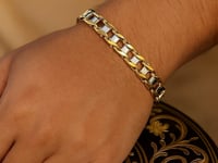 14k Two-Tone Gold Mens Bracelet with S Style Bar Links (7.85 mm) 8