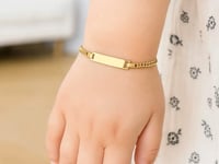 14k Yellow Gold Curb Link Style Childrens ID Bracelet (3.30 mm) 9