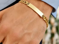 14k Yellow Gold 8 1/2 inch Mens Narrow Curb Chain ID Bracelet (6.70 mm) 5
