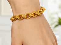 Textured Oval Link Bracelet in 14k Yellow Gold  (8.70 mm) 8