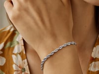 14k White Gold Solid Diamond Cut Rope Bracelet (3.00 mm) 2