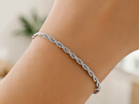 14k White Gold Solid Diamond Cut Rope Bracelet (2.50 mm) 1