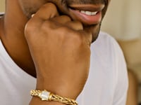 Woven Rope Bracelet with Diamond Accented Clasp in 14k Yellow Gold 1