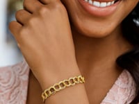 14k Yellow Gold Solid Double Link Charm Bracelet (7.00 mm) 2