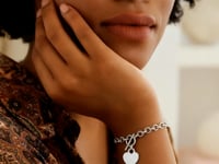 Sterling Silver Rhodium Plated Rolo Chain Bracelet with a Heart Charm (6.00 mm) 1