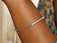 Adjustable Bar Bracelet with Cubic Zirconia in Sterling Silver (1.20 mm) 1