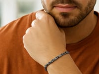 Sterling Silver Gunmetal Finish Byzantine Chain Bracelet (5.00 mm) 1