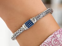 Sterling Silver Weave Motif Bracelet with Blue Sapphire Embellishments (7.00 mm) 1