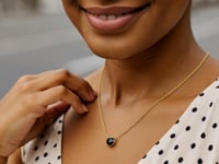 14k Yellow Gold 17 inch Necklace with Round Onyx 1