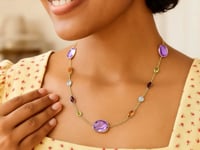 14k Yellow Gold Necklace with Multi-Colored Stones 1