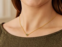 14k Yellow Gold 17 inch Necklace with Round Peridot 1