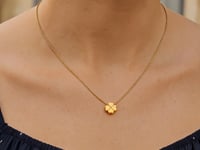 14k Yellow Gold Polished Four Leaf Clover Necklace with Diamond 1