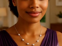 14k White Gold Necklace with White Pearls 1