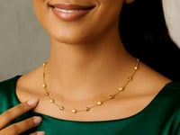 14k Yellow Gold Necklace with Polished and Textured Pebble Stations 2