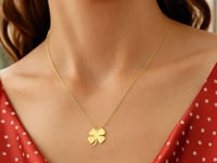 14K Yellow Gold Four Leaf Clover Necklace 1