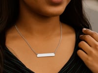 14k White Gold Smooth Flat Horizontal Bar Style Necklace 1