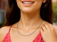 Sterling Silver Round Omega Style Chain Necklace with Rhodium Plating (1.55mm) 1