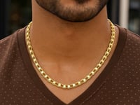 14k Yellow Gold Men's Necklace with Track Design Links 1