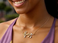 14k Two-Toned Yellow and White Gold Musical Notes Necklace 1