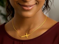 14k Yellow Gold Plain Cross Motif Necklace 12