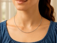 14k White Gold Thin Motif Round Omega Necklace 1