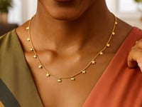 14K Yellow Gold Necklace with Dangling Stars