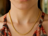 14k Yellow Gold Solid Diamond Cut Rope Chain (3.50 mm) 12