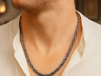 Sterling Silver Gunmetal Finish Byzantine Chain Necklace 1