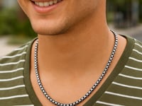 Sterling Silver Gunmetal Finish Round Box Chain Necklace 1