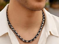 Sterling Silver Gunmetal Finish Oval Link Necklace 1