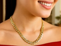 10 mm 14k Two Tone Gold Pave Curb Chain (9.70 mm) 1