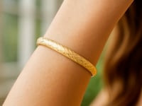 14k Yellow Gold Diamond Carved Bangle (6.00 mm) 2