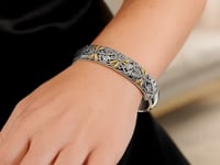 18k Yellow Gold and Sterling Silver Cuff with Dragonfly and Flourishes(12.70 mm) 2