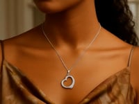 14k White Gold Floating Heart Drop Pendant 2