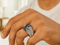 18k Yellow Gold & Sterling Silver Entwined Popcorn Ring with Black Diamonds 2