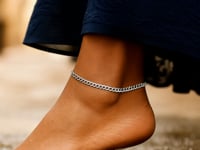 2.6mm 14k White Gold Curb Link Anklet 2