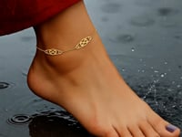 14k Yellow Gold Anklet with Fancy Diamond Shape Filigree Stations 3