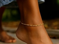 2.1mm 14k Yellow Gold Singapore Anklet 2